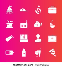 Premium Set With Fill Vector Icons. Such As Sweet, Supermarket, Dessert, Store, Avatar, Cream, Hat, Briefcase, Fashion, Wind, Home, Planet, Tv, Room, Bottle, Pizza, Power, Perfume, Aroma, Headwear