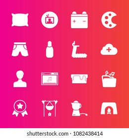 Premium set with fill vector icons. Such as soft, drink, online, sweet, award, campfire, winner, first, tea, cake, place, technology, fashion, tv, battery, profile, dessert, hot, screen, account, fire