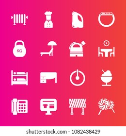 Premium set with fill vector icons. Such as sweet, office, road, weight, restaurant, heavy, lollipop, phone, switch, hotel, water, gadget, candy, heater, hot, button, ecommerce, traffic, watch, power