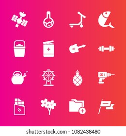Premium set with fill vector icons. Such as wind, sign, nation, transport, sakura, pineapple, business, folder, park, hand, chocolate, vehicle, bar, sweet, blossom, kettle, london, fruit, cherry, file