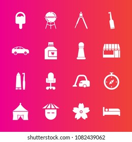 Premium set with fill vector icons. Such as business, brush, travel, meat, chair, office, asian, hygiene, hotel, cherry, grill, sakura, bed, chinese, dental, blossom, map, north, cooking, electric
