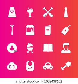 Premium set with fill vector icons. Such as male, literature, alcohol, canoe, drink, transport, cocktail, book, food, child, construction, background, equipment, remove, car, street, vehicle, toy, boy