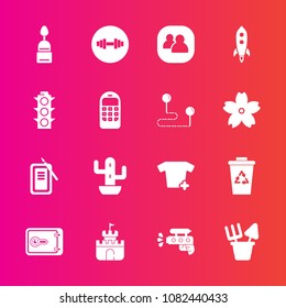 Premium set with fill vector icons. Such as sweet, doughnut, finance, group, sand, cake, fitness, bank, cactus, suzuri, garbage, safe, trash, pistol, plastic, game, play, nature, waste, recycling, toy