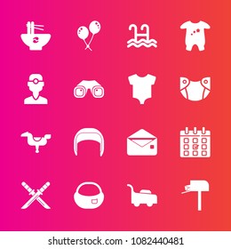 Premium set with fill vector icons. Such as time, mail, child, play, communication, mailbox, object, horse, mower, worker, happy, message, chinese, samurai, equipment, sword, weapon, sign, bag, meal
