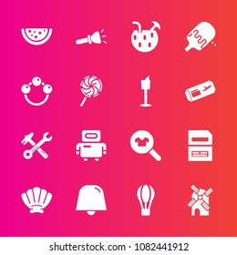 Premium set with fill vector icons. Such as fashion, document, summer, wrench, nature, power, seashell, shell, marine, notification, file, energy, watermelon, transport, shine, clothing, data, woman