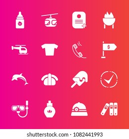 Premium set with fill vector icons. Such as sky, transportation, dessert, dolphin, hat, beauty, check, blue, office, helicopter, mask, flight, cream, sign, food, folder, barbecue, fish, aroma, rail