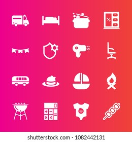 Premium set with fill vector icons. Such as meat, road, furniture, bus, food, bedroom, headwear, kid, barbecue, hot, fireplace, ocean, medical, ambulance, grill, bonfire, kebab, boat, accounting, sea