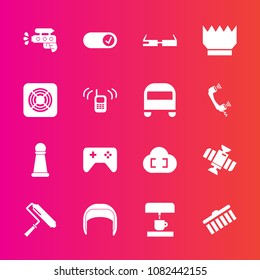 Premium set with fill vector icons. Such as chess, shape, piece, game, cloud, royal, strategy, sign, helmet, modern, stroke, machine, telephone, equipment, roll, planet, gun, coffee, luxury, king, air