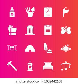 Premium set with fill vector icons. Such as hygiene, calligraphy, cardiology, tap, adventure, travel, newborn, milk, water, tool, brush, bottle, nutrition, equipment, drum, space, baby, white, clean