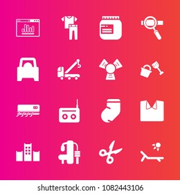 Premium set with fill vector icons. Such as tool, website, fashion, white, equipment, air, accident, conditioner, gym, glass, fitness, jam, bed, conditioning, collection, research, jar, clothes, car
