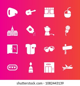 Premium set with fill vector icons. Such as white, dessert, interior, health, sweet, direction, modern, entrance, cake, mouse, travel, supermarket, computer, grocery, home, business, flight, elevator