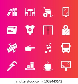 Premium set with fill vector icons. Such as bag, child, travel, street, wheelchair, road, luggage, cup, coffee, note, drink, sign, clothes, transportation, meal, technology, station, pot, dinner, tool