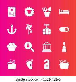 Premium set with fill vector icons. Such as dessert, flower, small, woman, train, motel, bank, toy, food, floral, hotel, nature, sand, cook, spring, bed, baby, money, child, background, fashion, sweet