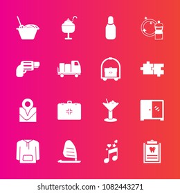 Premium set with fill vector icons. Such as furniture, medical, cocktail, travel, cream, sport, dental, sweet, alcohol, ocean, interior, music, home, bar, gun, cabinet, map, clothing, emergency, cone