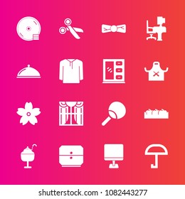 Premium set with fill vector icons. Such as pc, laptop, spring, food, curtain, drawer, sweet, table, tool, dvd, dessert, tennis, disk, business, internet, elegance, box, cd, bow, cherry, healthy, work