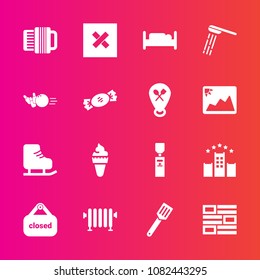 Premium set with fill vector icons. Such as double, internet, shower, news, closed, bed, bath, sport, hygiene, ice, bedroom, cold, kitchen, bowling, home, sign, store, vacation, furniture, winter, hot