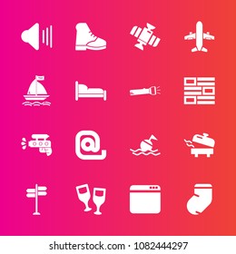 Premium set with fill vector icons. Such as winter, gun, technology, red, buoy, lifebuoy, direction, audio, message, fashion, safety, sign, help, browser, boot, up, home, wine, space, drink, street