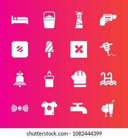 Premium set with fill vector icons. Such as object, winter, travel, clothing, fire, ice, dessert, ocean, cold, handle, candle, bell, flame, sign, water, bucket, light, kid, baby, cream, bow, bed, wax