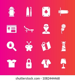 Premium set with fill vector icons. Such as toothpaste, ocean, hydrant, butterfly, hygiene, table, new, lock, department, female, clothes, play, light, lamp, sea, poker, beauty, road, flash, woman