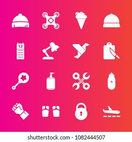 Premium set with fill vector icons. Such as ice, clothing, control, headwear, finger, security, plane, beach, rattle, concept, people, travel, child, hat, sweet, hand, calendar, industrial, style, toy
