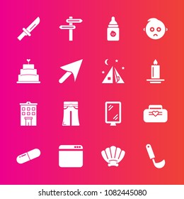 Premium set with fill vector icons. Such as sign, website, milk, bottle, food, direction, nutrition, leather, shell, cute, road, woman, banner, street, marine, style, pants, cooking, web, fork, ladle