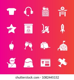 Premium set with fill vector icons. Such as cap, drink, airplane, clothing, cable, headwear, japan, red, alcohol, glass, train, kitchen, house, menu, food, wine, power, sound, japanese, transportation