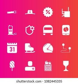 Premium set with fill vector icons. Such as dessert, position, ice, summer, west, sheriff, percent, table, person, cowboy, fruit, motorcycle, schedule, sport, alcohol, travel, hat, modern, social, day