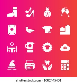 Premium set with fill vector icons. Such as female, butterfly, fashion, fly, photo, health, business, white, bug, girl, beauty, boot, printer, equipment, clothes, print, shirt, clothing, kitchen, high