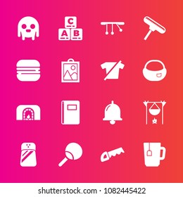 Premium set with fill vector icons. Such as alien, fireplace, child, call, pendulum, food, paper, fiction, notebook, space, fire, book, home, hot, monster, tea, christmas, brush, page, construction