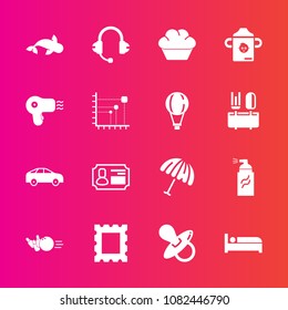 Premium set with fill vector icons. Such as sea, business, fun, speaker, bus, travel, protection, rain, border, doughnut, identity, baby, direction, fish, food, umbrella, move, left, paint, child, kid