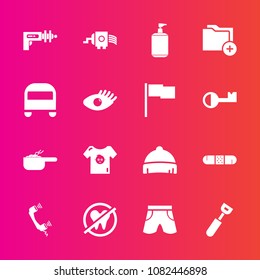 Premium set with fill vector icons. Such as kitchen, cheese, headwear, grater, healthy, clean, science, template, spoon, wear, child, white, food, dentist, shorts, telephone, medicine, baby, liquid