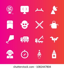 Premium set with fill vector icons. Such as japan, sign, pull, beautiful, kid, antenna, accident, bottle, play, car, technology, vehicle, sky, summer, monitor, up, food, horse, computer, screen, joy