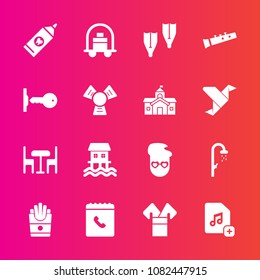 Premium set with fill vector icons. Such as food, hygiene, file, fast, potato, table, book, bathroom, graphic, care, phone, flipper, add, furniture, sea, hipster, chair, clean, kimono, bath, luggage