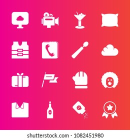 Premium set with fill vector icons. Such as alcohol, clown, equipment, cold, powder, winter, pillow, drink, bar, cocktail, holiday, health, cloud, clothing, achievement, glass, bottle, box, handle