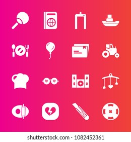 Premium set with fill vector icons. Such as speaker, mobile, hippie, heart, table, fashion, restaurant, boat, technology, scan, style, xray, passport, pan, kitchen, sport, cutter, cinema, poker, ping