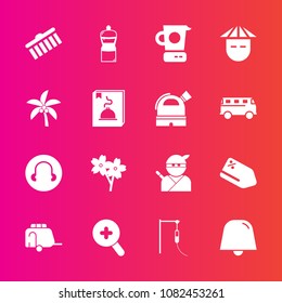 Premium set with fill vector icons. Such as transport, notification, cherry, palm, weapon, shape, train, nature, asian, young, broom, summer, sign, chinese, sale, price, tag, equipment, spring, mixer