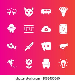 Premium set with fill vector icons. Such as tennis, energy, idea, transport, fiction, fork, white, fish, drill, sea, spring, play, road, monster, speed, machine, dinner, cutlery, food, game, armchair