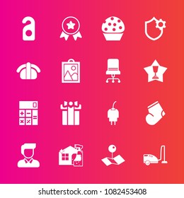 Premium set with fill vector icons. Such as place, accounting, pointer, finance, fashion, energy, dessert, motel, label, sweet, male, cleaner, holiday, warm, food, housework, business, first, pin, man
