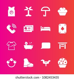 Premium set with fill vector icons. Such as button, baby, shower, document, happy, summer, japan, tropical, boot, japanese, shrine, nature, doughnut, palm, play, food, bath, sport, leaf, rattle, kid