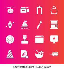Premium set with fill vector icons. Such as glass, scan, , background, car, wheel, summer, rail, blue, computer, website, doctor, sign, machine, bus, speed, transport, film, cocktail, sale, sky, road