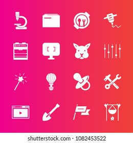 Premium set with fill vector icons. Such as country, plate, wind, tool, drill, child, shovel, campfire, science, baby, document, wrench, hammer, patriotism, bonfire, flame, magic, wand, fireplace, sky