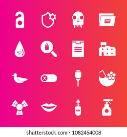 Premium set with fill vector icons. Such as lamp, space, makeup, motel, juice, deactivate, cocktail, energy, equipment, turn, light, animal, privacy, ufo, female, glass, chemical, lantern, fashion