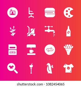 Premium set with fill vector icons. Such as replacement, replace, animal, computer, penguin, machine, home, toy, change, interior, wine, burger, cheeseburger, comfortable, children, file, baby, coffee