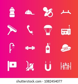 Premium set with fill vector icons. Such as magnetic, paint, coffee, ufo, water, technology, fashion, send, spacecraft, cap, shipping, fitness, headwear, shopping, clothing, national, space, nation