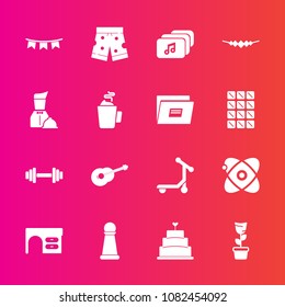 Premium set with fill vector icons. Such as business, food, universe, transport, astronomy, cosmos, musical, background, chess, space, room, table, music, king, pie, fitness, piece, game, office, star