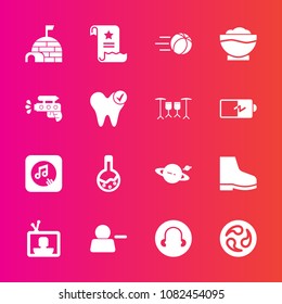 Premium set with fill vector icons. Such as medicine, laboratory, screen, sport, game, food, saturn, account, football, sign, chef, arctic, coffee, mon, restaurant, ball, space, paper, business, igloo