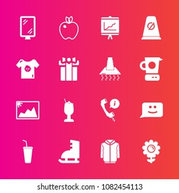 Premium set with fill vector icons. Such as headset, center, fruit, juice, cocktail, ice, bar, flower, blossom, sport, chat, banner, clothing, sign, street, food, report, winter, business, image, call