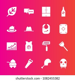 Premium set with fill vector icons. Such as sign, ufo, work, drink, alien, roller, space, bottle, meat, bird, beverage, nature, white, paint, graph, hotel, fiction, plant, roll, trend, food, cooking