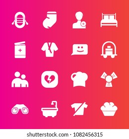 Premium set with fill vector icons. Such as winter, boat, hat, doughnut, bed, member, restaurant, bellboy, bedroom, cold, chat, cooler, sailboat, dessert, people, clothes, medicine, face, add, account