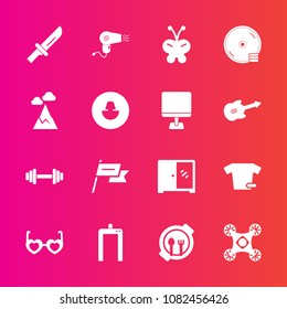 Premium set with fill vector icons. Such as xray, nation, equipment, dvd, fork, child, beauty, table, patriotism, dinner, white, restaurant, interior, nature, control, style, wind, butterfly, machine